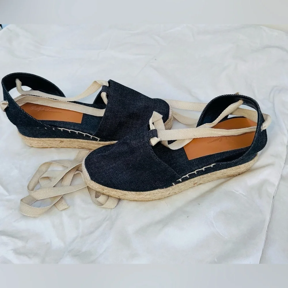 Ralph Lauren Black and Tan Espadrille Sandals